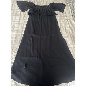 Pretty By Rory Dress Womens XL Black Off Shoulder‎ Maxi Ruffle High Low Chiffon